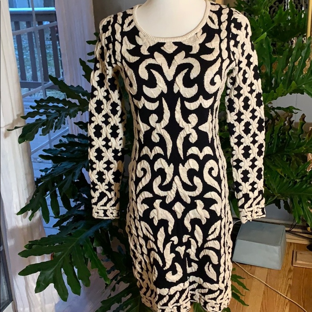 INC International Concepts Black and Cream Dress - Picture 2 of 4